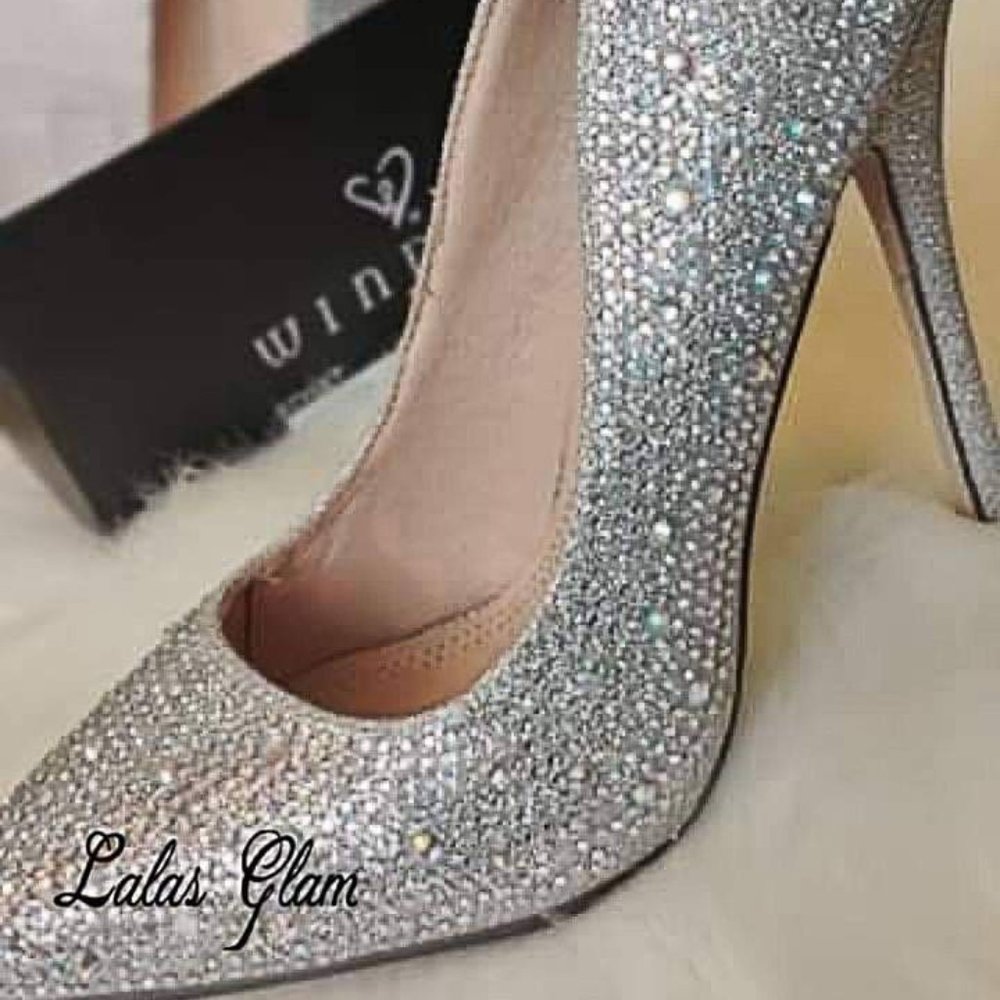 Silver beaded Heels